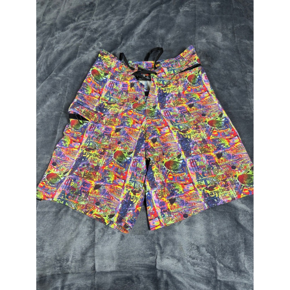 Aquadelics Jammin On Mens Psychedelic Board Shorts Neon Multicolor Size 28‎ USA